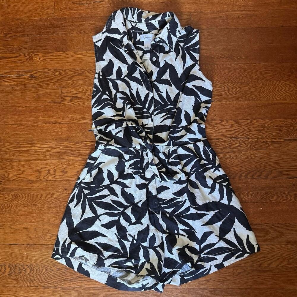 Jopna Black and White Patterned Linen Romper